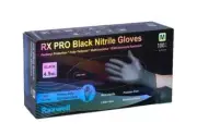 RX PRO Black Nitrile Gloves - 100 Per Case Count, 4.5 Mil Thick - Size Small