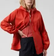 ATHLETA Women’s Sz Small On My Way Triumph 2 Way Full-Zip Hoodie Currant Red