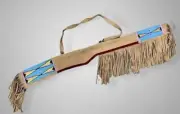 Native American suede Leather Handmade Rifle Gun Cover Beaded Western Fringe