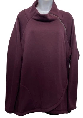 Athleta Cozy Karma Asym Pullover Womens XL Spiced Cabernet Fleece Thumbholes