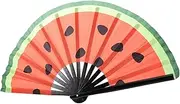 BIUDECO Glowing Watermelon Folding Fan Japanese Design Handheld Fan Stage Performance Unique Home Decor