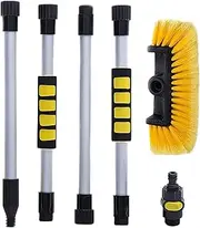 Car Wash Brush - Soft Bristle Head, Multi Hose Attachment | Multi Vehicle Use, Detachable Pole Cleaning Equipment, Scratch Flow Through Design, Soft Bristle Car Wash Brush for Easy Reach Cleaning