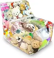 Stuffed Animal Storage Clear Bean Bag Chairs for Kids, Transparent Chair Covers to Organize and Store Animal Plush Toys, PVC Beanbag Cover Stuffed Animal Toy