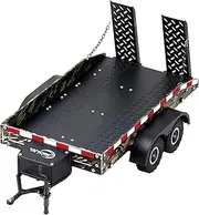 TCRC Full Metal Truck Trailer with Simulated Reflective Stickers for 1/16 1/18 1/24 RC Crawler Car Upgrades,Camouflage
