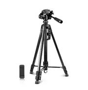 Aluminum Selfie Live Tripod Mount with Three-dimensional Head / Phone Clamp(Black)