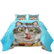 Funny Cats Paintings Sushi Lover Kitten Coverlet