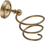 Baluue Elegant Brass Hair Dryer Rack Wall-mounted Bathroom Shelf Vintage Spiral for Bathroom