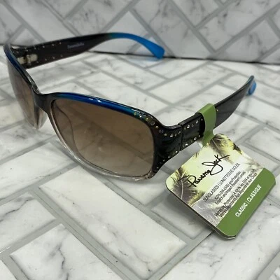 NWT Panama Jack Sunglasses PJ 99 Brown & Blue Jeweled Frames 100% UVA-UVB