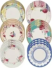 Talking Tables Pack of 24 Afternoon Tea Vintage Floral Paper Plates | Truly Scrumptious | for Birthday Party, Baby Shower, Wedding and Anniversary, Disposable Tableware,23 Centimeters