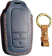 KUNIO Leather Key Case Suitable for Toyota Yaris Cross Yaris Hybrid Rav4 Aygo GR 2020 2021 2022 2023 Protection Key Case Key Case Keyring, 2 buttons blue, 2 Tasten