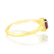 0.56 Carat Red Garnet and Diamond Ring in 9ct Yellow Gold, Q