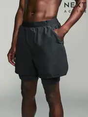 Slate Grey Active Premium 2 in 1 Shorts (AK6001) | $64