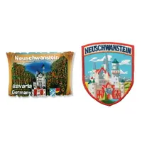 在飛比找樂天市場購物網優惠-德國 新天鵝堡辦公室磁鐵+布魯塞爾 尿尿小童繡片貼【2件組】