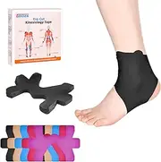 IEADEN Pre-Cut Kinesiology Tape for Ankle, 10 Pcs (Black)
