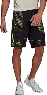 [adidas] 2-in-1 Next Level Primeblue Black-Acid Yellow Mens Tennis Shorts