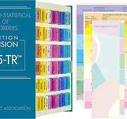 Index Tabs for DSM-5-TR, 94 Printed DSM-V-TR Tabs and 18 Blank Tab Stickers, with Alignment Card and Abbreviation Description Cards for The Diagnostic and Statistical Manual of Mental Disorders.