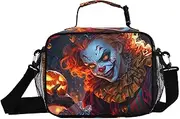 Scary Clown Pumpkin Insulated Lunch Box for Women Men - Ideal for Work, Picnics - Includes Adjustable Shoulder Strap
