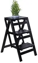 Foot Stool Folding Step Stool Folding Ladder Three Step Ladder Chair Indoor Climbing Ladder - Step Wooden Ladder/B