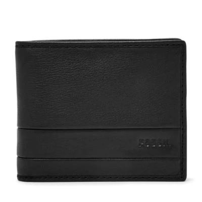 NEW FOSSIL LUFKIN BLACK LEATHER BIFOLD MEN'S WALLET