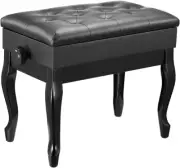 Piano Stool Adjustable 48-56Cm Wood Chair Keyboard Bench with Storage Bent Leg B