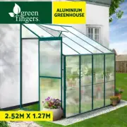 Greenfingers Greenhouse Lean-to Aluminium Polycarbonate Green House 2.52x1.27M