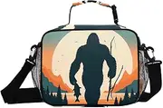 Sasquatch Fish Sunse Insulated Lunch Box for Women Men - Ideal for Work, Picnics - Includes Adjustable Shoulder Strap