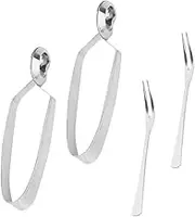 Cabilock French Baked Snails Fork Snail Tongs Comfortable Grip 4pcs Set for Dining Events