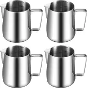 4 Pcs Milk Frothing Pitcher Espresso Steaming Pitchers 12 Oz Stainless Steel Mil
