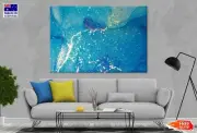 Blue & White Gold Splash Abstract Wall Canvas Home Decor Australian Made Quality