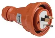 Clipsal STRAIGHT PLUG 250V 10A 2xFlat & 1xRound Earth Pins, Resistant Orange