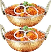 Aakrati Hammered Style Heat Insulated Bowl Set Copper Stainless Steel Serving Karahi (10.2 Litre, Pack of 2)