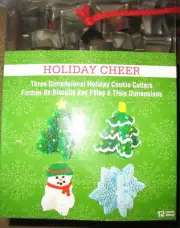 12 pc 3D Christmas Cookie Cutters Set - Three Dimensional Cookies! New in Box