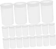 HOMSFOU 200pcs Film Box Rocket Experiment Organizer Art Beads Storage White Film Canisters with Caps Keys Holder Photographic Film Collector Empty Storage Cases Plastic Transparent