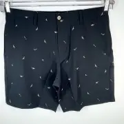 NWT Under Armour Black Golf Shorts All Over Bird Print 40