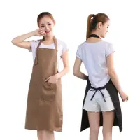 在飛比找momo購物網優惠-韓版金屬扣素色圍裙(工業風防潑水素色簡約咖啡工作服)