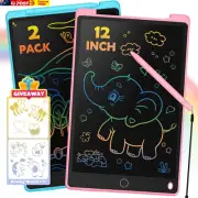 2 Pack 12 Inch Colorful LCD Writing Tablet for Kids, Toddler Travel Toys for Boy