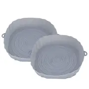 Air Fryer Silicone Pot Air Fryer Basket Liner Non-Stick Reusable Baking Tray - 2x - 2 x Grey