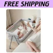 2-in-1 Convertible Baby Bassinet Bedside Sleeper with Breathable Mesh