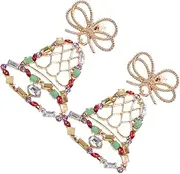 [WOONEKY] Unique Christmas Earring for Women Hand Crafted Small Studs Bell Present