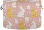 Peach Cute Bunnies storage basket folding and waterproof storage containers for toys with sturdy handle cubbies Decorative 19 gallon for cloth bedding kitchen