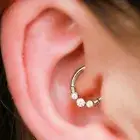 Daith Jewelry 16g, Septum Clicker Ring, Triple 3 Crystal Daith Earring Piercing