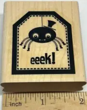 SPIDER WEB EEEK! HALLOWEEN Scary Gift Tag words NEW Stampin' Up! RUBBER STAMP