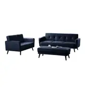 Esben 6-Seater Velvet Sofa Bed Set w/ Ottoman Navy Blue