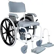 Bedside Commode Chair Toilet Commode Wheelchair 3 in 1 Shower Commode Wheelchair Heavy Duty Mobile Shower Chair with Wheels Elderly Disabled Toilet Shower Wheelchair Capacity 135KG