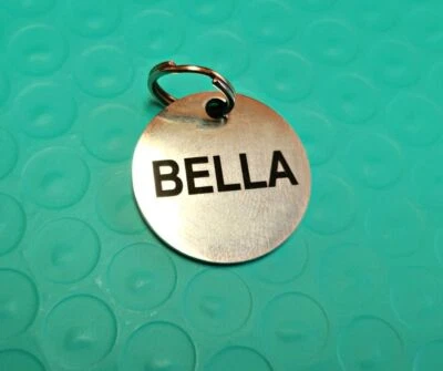 Stainless Steel Pet Tag customizable personalized 1" round Laser engraved