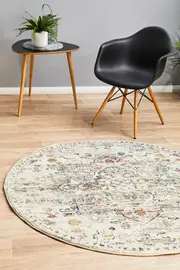 Rug Culture Silver Multi Bohemian Transitional Round Rug