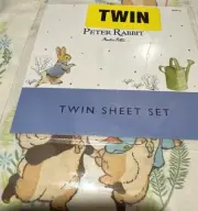 The World of Peter Rabbit by Beatrix Potter Cotton TWIN 3pc Sheet Set NIP