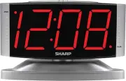 Sharp Digital Alarm Clock with Swivel Base (Silver)
