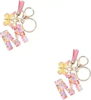 [JEWEDECO] 2pcs Keychain Pendant Backpack Accessory Charm Pendant Aesthetic Keychain Letter Bag Charm