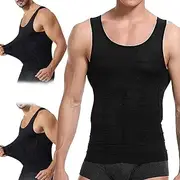 [UBALDI] Shaperluv Male Shaper Tank, Shaperluv Mens Slimming Body Shaper Vest, Shaperluv Body Shaper Shirt, Compression Tank Top for Men Shapewear Slimming Body Shaper Vest Tummy Control Undershirts (2Pcs-B,M)